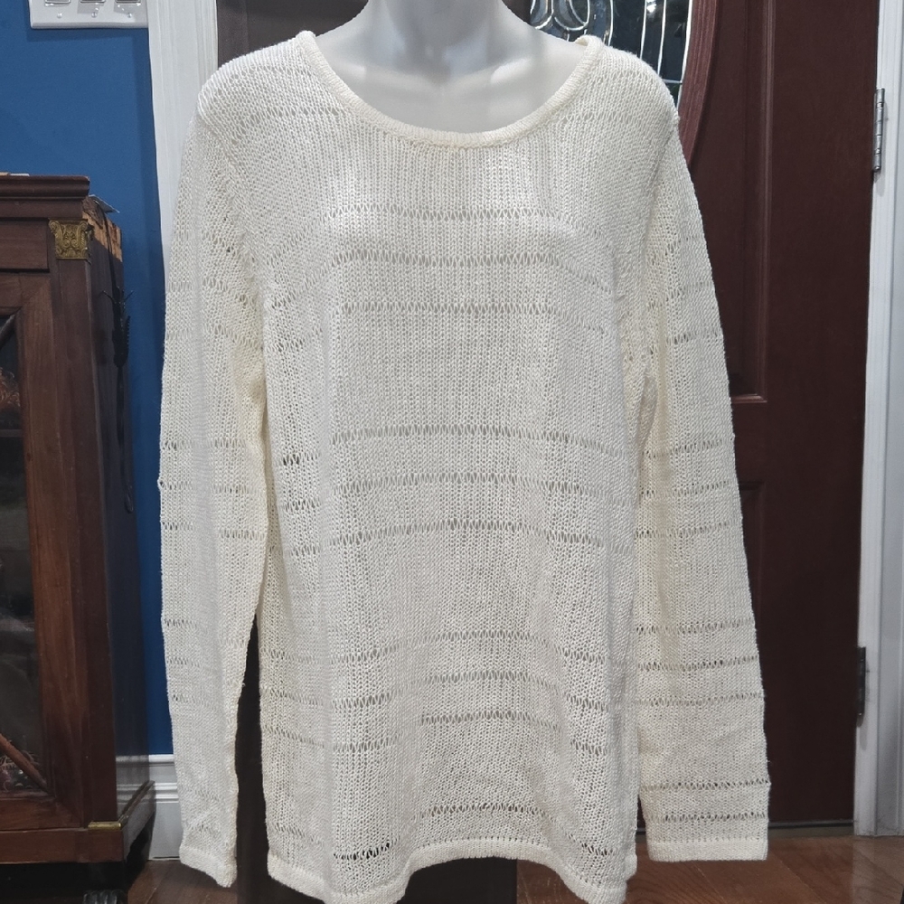 GAP Cream Knit Cotton Blend Crew Neck Sweater, XL